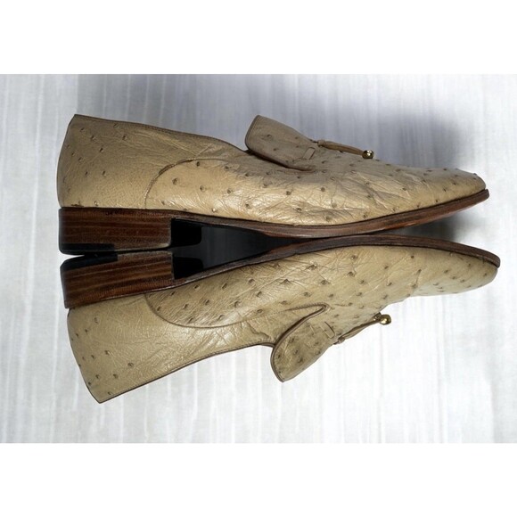 Moreschi Ostrich Tassel Loafers Italy Men’s Size 9.5 For Brass Boot Champagne